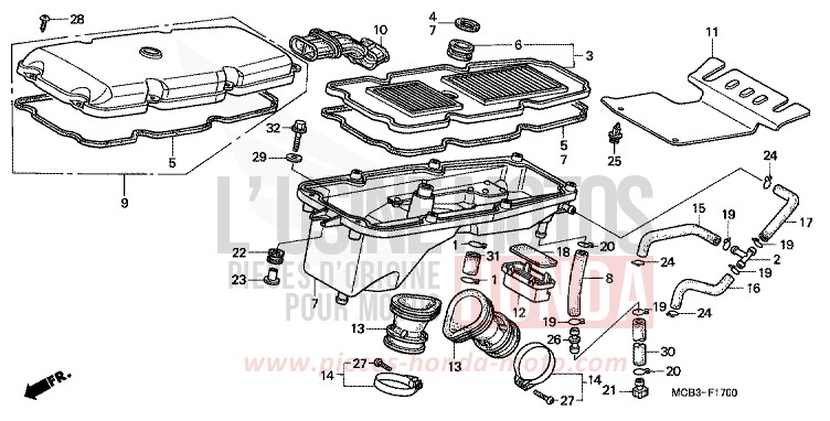 AIR CLEANER for Transalp 650 SHIELD SILVER METALLIC (NH480) from 2001